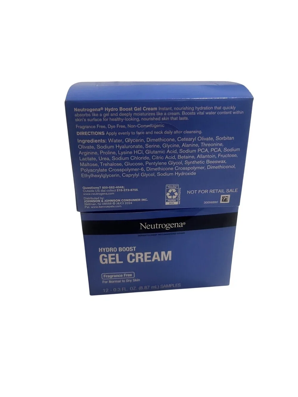 Neutrogena Hydro Boost Gel Cream Fragrance Free 24pk Sample Travel Size 0.3oz ea